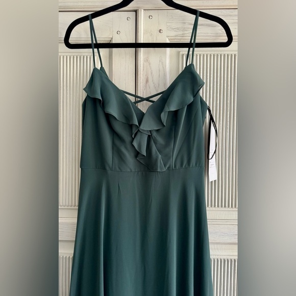 BILL LEVKOFF Bridesmaid Dress Spaghetti Strap Ruffle Evegreen Style 7102. 8 - Picture 5 of 12